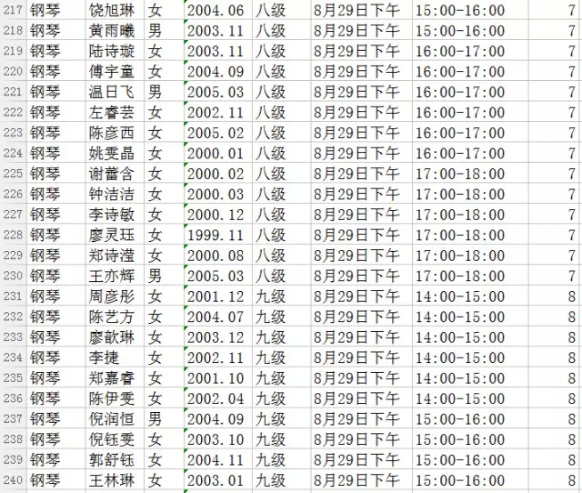中央音乐学院考级时间安排